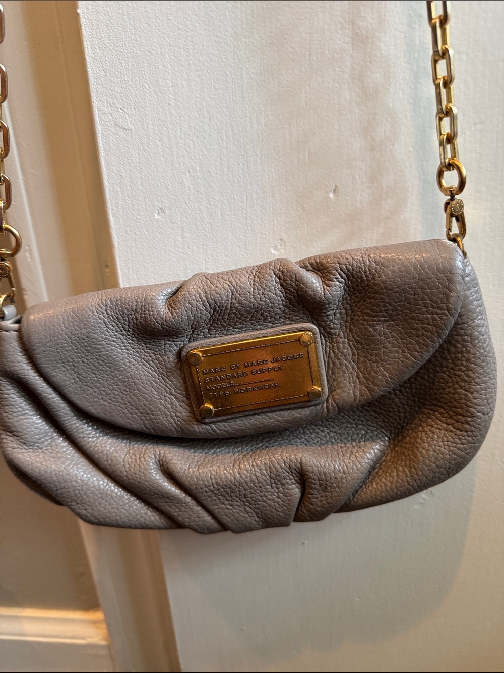 Marc By Marc Jacobs Pebbled Leather Crossbody Bag in Gray with Gold Hardware